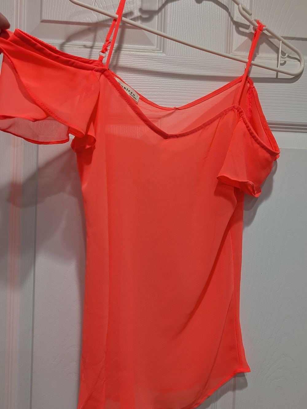 Monteau Neon Coral Spaghetti Strap Top